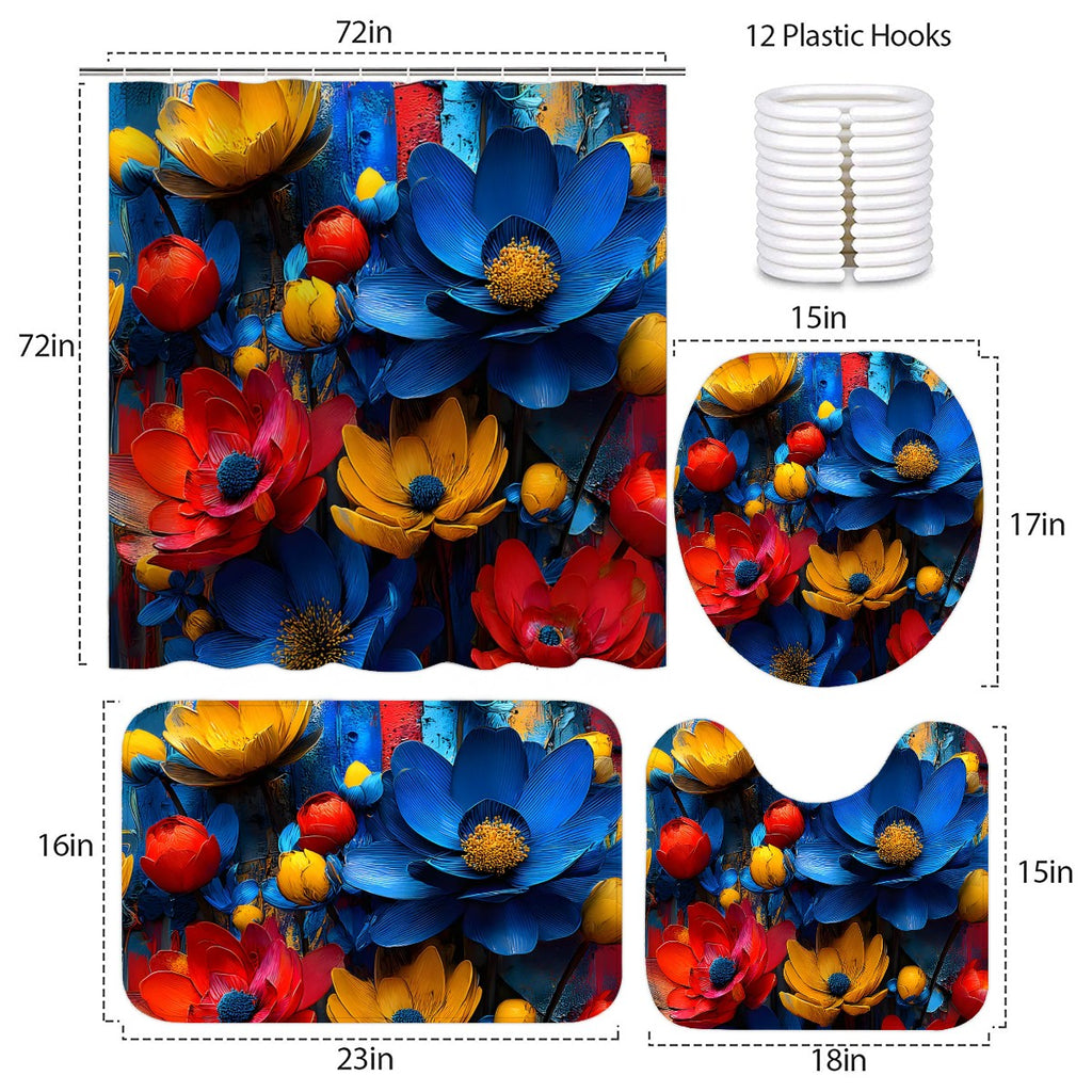 Brasília — 4‑Piece Shower Curtain & Bathroom Rug Set