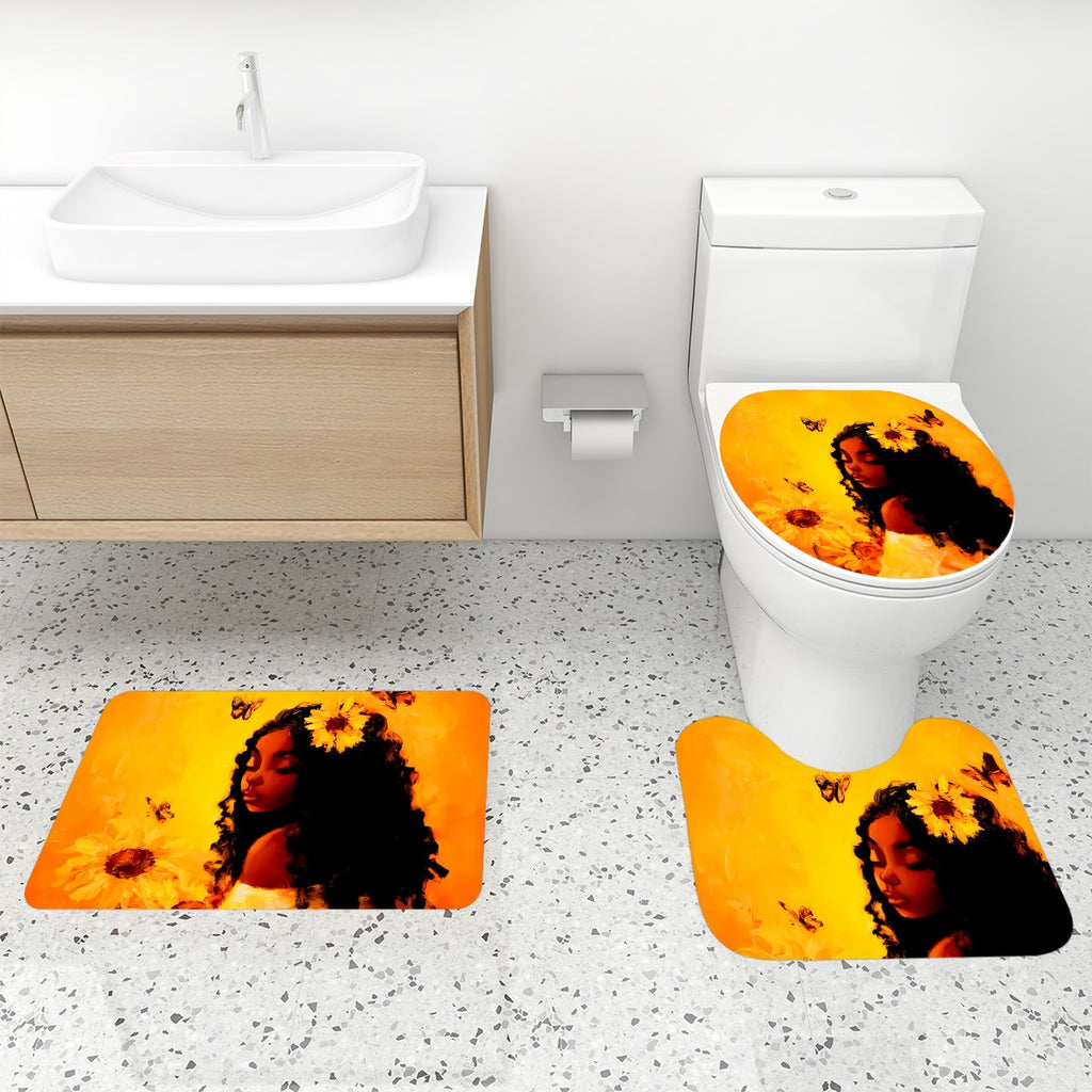 Sha Sha's — 4‑Piece Shower Curtain & Bathroom Rug Set