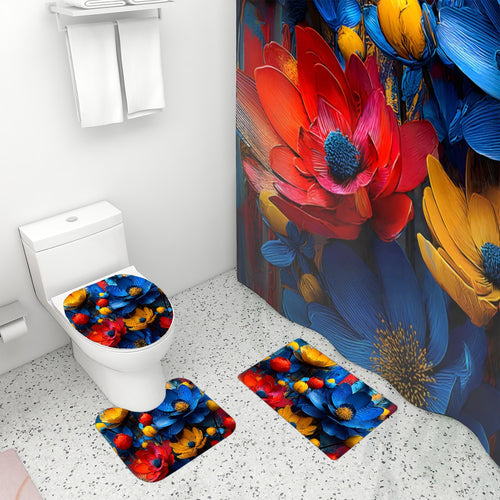 Brasília — 4‑Piece Shower Curtain & Bathroom Rug Set