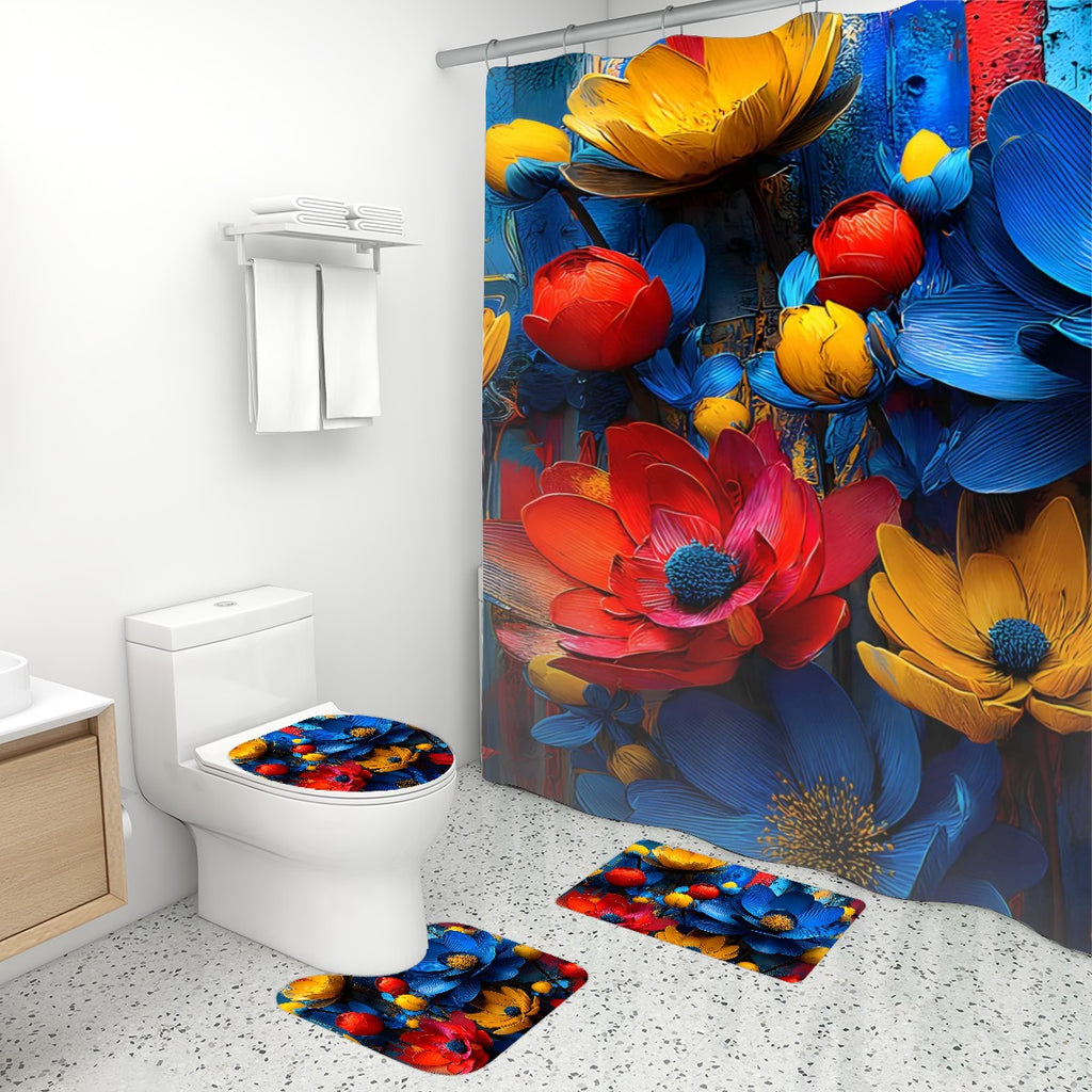 Brasília — 4‑Piece Shower Curtain & Bathroom Rug Set