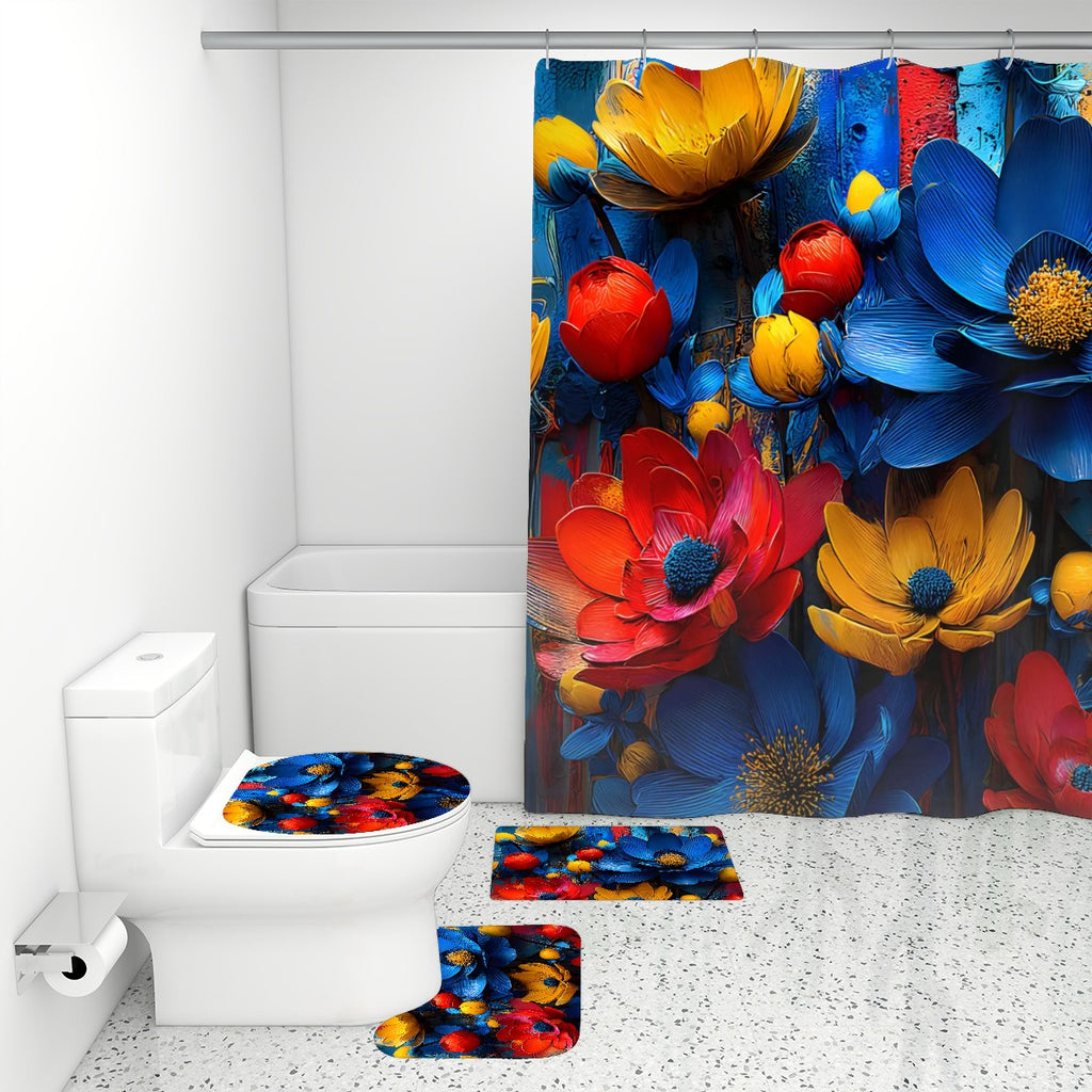 Brasília — 4‑Piece Shower Curtain & Bathroom Rug Set